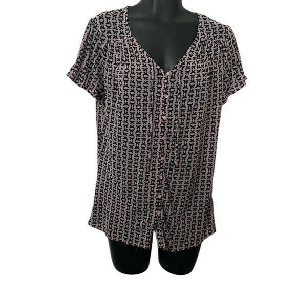 Reitman's - Casual Sleeveless Blouse - Pink with Butterflies - Picture 1 of 4